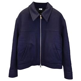 Jaqueta boxy acolchoada com zíper Ami Paris em lã azul marinho Azul Azul marinho