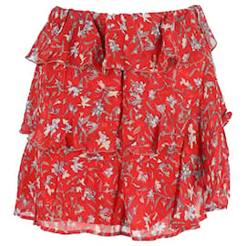 Iro-Iro Printed Mini Skirt in Red Viscose-Other