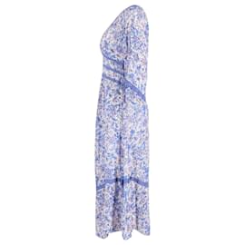 Ba&Sh-Ba&sh Baby Woven Midi Dress in Floral Print Viscose-Blue