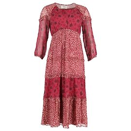 Ba&sh Robe Mi-longue Gypsie à Imprimés Mixtes En Viscose Bordeaux Rouge Bordeaux