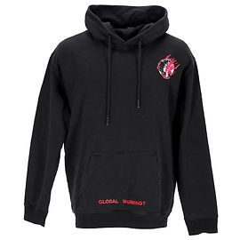 Off White Off-White Global Warning Hoodie aus schwarzer Baumwolle Schwarz