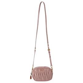 Auth Miu Miu Vitello Lux Medium Pink Calfskin Metallic Sheen Bow Preloved  Bag