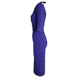 Roland Mouret-Roland Mouret Asymmetric Pleat Low Back Dress in Purple Viscose-Purple