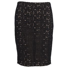 Diane Von Furstenberg Clover Spitzen-Bleistiftrock aus schwarzem Polyester Schwarz
