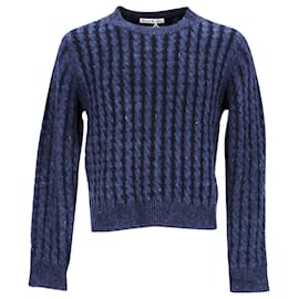 Acne-Acne Studios Cable Crewneck Jumper in Blue Wool-Blue