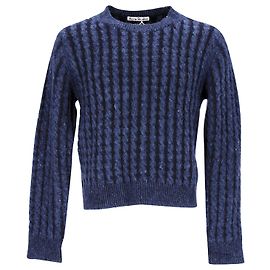 Acne Studios Zopfpullover mit Rundhalsausschnitt aus blauer Wolle Blau