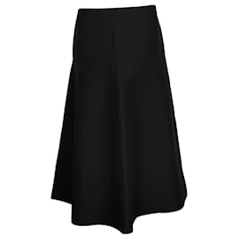 Marni-Marni A-Line Asymmetric Midi Skirt in Black Cotton-Black