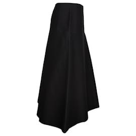 Marni-Marni A-Line Asymmetric Midi Skirt in Black Cotton-Black