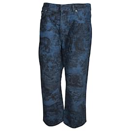 Dior-Jeans de perna larga com estampa Dior Toile em algodão azul-Azul