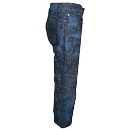 Dior-Jeans a gamba larga con stampa Dior Toile in cotone blu-Blu