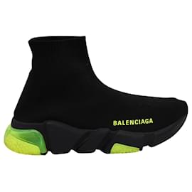 Balenciaga-Zapatillas Balenciaga Speed de Poliéster Amarillo Fluo Suela Transparente-Negro