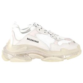 Balenciaga Triple S Clear Sole Sneakers in White Polyester White