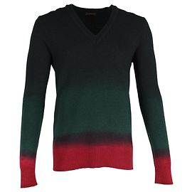 Burberry Prorsum Ombre Pullover mit V-Ausschnitt aus mehrfarbiger Wolle Andere Python drucken