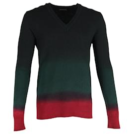 Burberry-Burberry Prorsum Ombre V-Neck Pullover in Multicolor Wool-Multiple colors