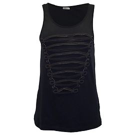 Canotta Pierre Balmain con dettaglio zip in cotone nero Nero