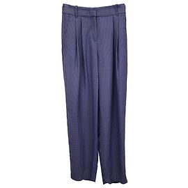 Giorgio Armani Patterned Pleated Trousers in Blue Viscose Blue