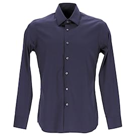 Prada-Camisa social clássica Prada em algodão azul marinho-Azul,Azul marinho