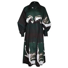 Vestido camisero midi estampado de algodón multicolor de Dries Van Noten Otro Impresión de pitón