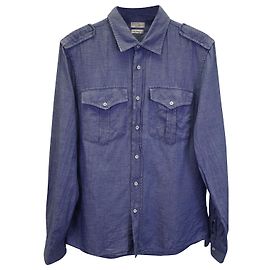 Camicia Western Brunello Cucinelli in cotone Blu Blu