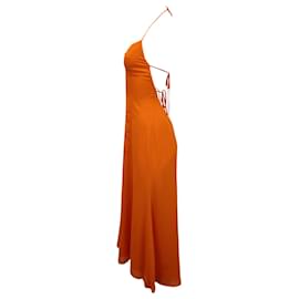 Reformation-Reformation Tova Georgette Halterneck Maxi Dress in Orange Viscose-Orange