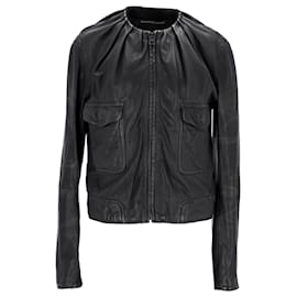 Balenciaga-Balenciaga Zipped Jacket in Black Leather-Black
