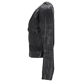 Balenciaga-Balenciaga Veste Zippée en Cuir Noir-Noir