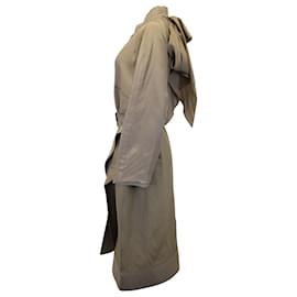 The row-Abrigo de sarga y satén de seda con paneles y cinturón Evia de The Row en lana beige-Beige