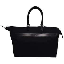 Saint Laurent-Saint Laurent City Große Einkaufstasche mit Reißverschluss aus schwarzem Canvas-Schwarz