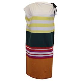 Marni-Robe Midi Rayée Marni en Coton Blanc-Autre