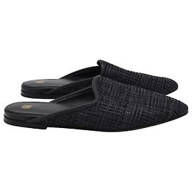 Mules Totême Slip On de rafia negra Negro