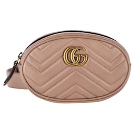 Gucci-Gucci GG Marmont Belt Bag in Taupe Leather-Brown