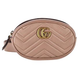 Bolsa de cinto Gucci GG Marmont em couro cinza Marrom