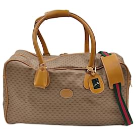Gucci-Gucci vintage monogram Web line travel bag-Beige