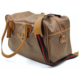 Gucci-Gucci vintage monogram Web line travel bag-Beige