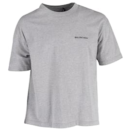 Balenciaga-Balenciaga Turn Logo T-Shirt in Grey Cotton-Grey