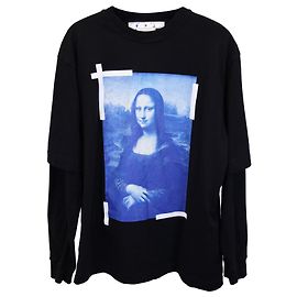 Off White Camicia a maniche lunghe a strati con grafica Monna Lisa Off-White in cotone nero Altro