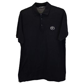 Dolce & Gabbana Polo Piqué con/ Escudo DG en algodón negro Negro
