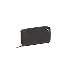 Gucci-Gucci Leather Zip Around Wallet Leather Long Wallet 308796 in Good condition-Black