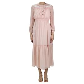 Claudie Pierlot-Vestido midi rosa com babados - tamanho FR 36-Rosa