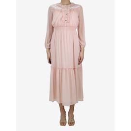 Claudie Pierlot-Vestido midi rosa com babados - tamanho FR 36-Rosa