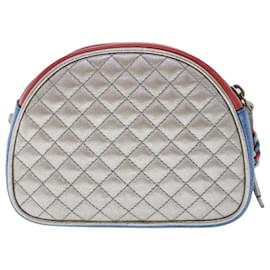 Gucci-GUCCI Quilted Shoulder Bag Leather Red Blue Auth 49168-Red,Blue