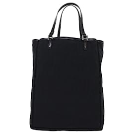 Fendi-FENDI Zucchino Canvas Tote Bag Nylon Leather Black Auth 49283-Black