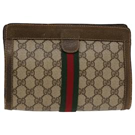 Gucci-GUCCI GG Canvas Web Sherry Line Handtasche Beige Rot 67.014.2125 Auth ki3236-Rot,Beige