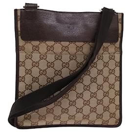 Gucci-GUCCI GG Canvas Shoulder Bag Leather Beige 27639 Auth th3823-Beige
