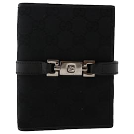 Gucci-GUCCI GG Canvas Jackie Day Planner Cover Leather Black Auth yk7939-Black