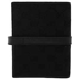 Gucci-GUCCI GG Canvas Jackie Day Planner Cover Cuir Noir Auth yk7939-Noir