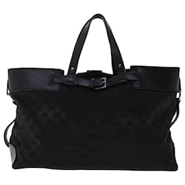 Gucci-GUCCI GG Canvas Hand Bag Black 106251 Auth ki3185-Black