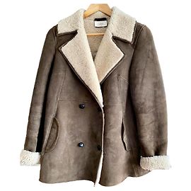 Bash-Lammfellmantel Khaki