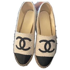 Espadrillas di tweed Chanel Nero Bianco