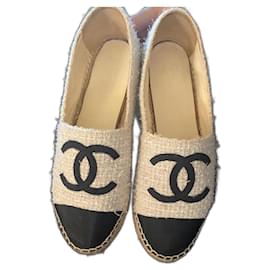Chanel-Espadrillas di tweed Chanel-Nero,Bianco